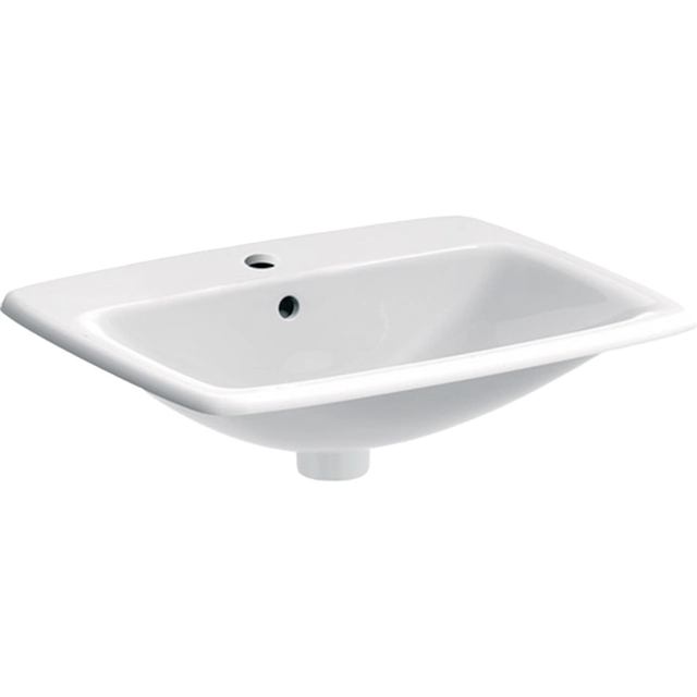 Selnova Square washbasin recessed into the countertop,B55 cm,H17 cm,T45 cm, with overflow, with tap hole