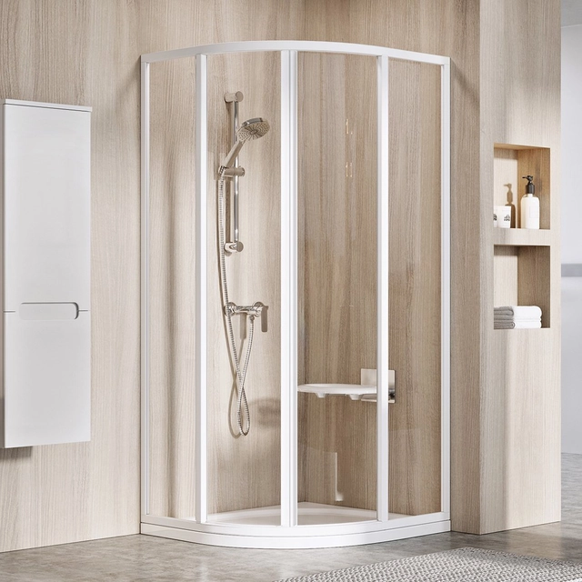 Semi-circular shower enclosure Ravak Supernova, SKCP4-90 195, white+transparent glass