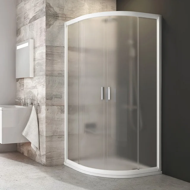 Semicircular shower cabin Ravak Blix, BLCP4-90, white + Grape glass