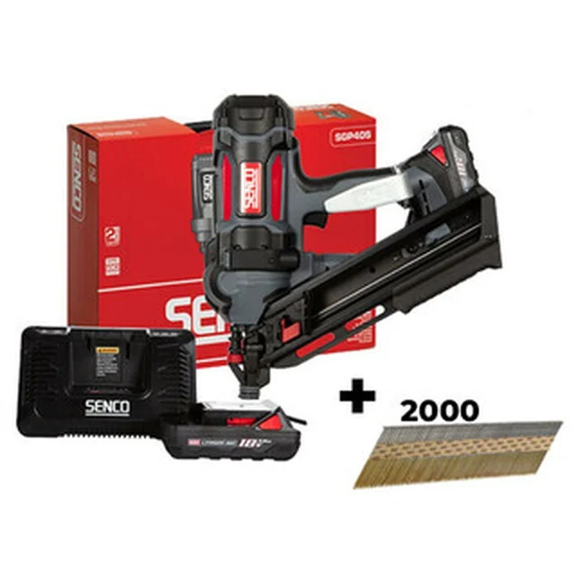 Senco F-35XP cordless structure nailer 18 V | 50 - 90 mm | Diameter 2,9 - 3,8 mm | 34 ° | Carbon brush | 2 x 3 Ah battery + charger | In a suitcase