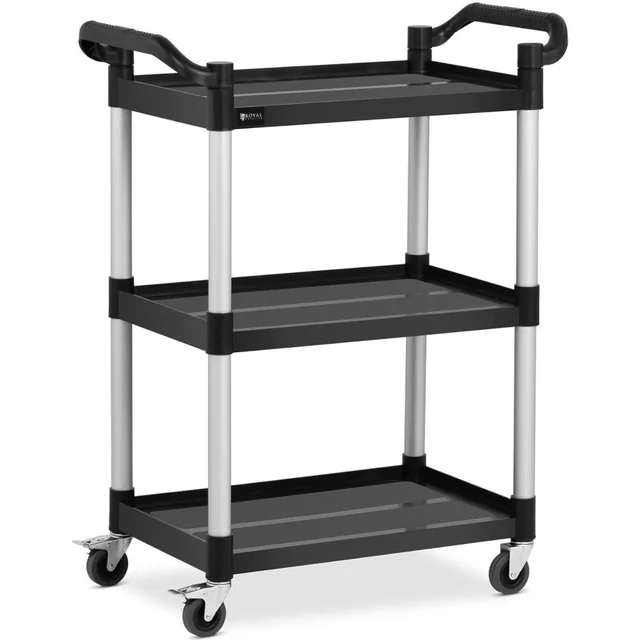 Service waiter trolley 3 plastic shelves 63 x 40cm to 90kg