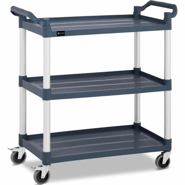 Service waiter trolley 3 plastic shelves 84 x 49cm to 150kg