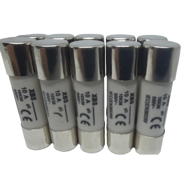 Set 10 fuses 10x38 10A cylindrical ceramic fuses 500V AC gG