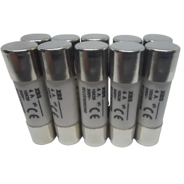 Set 10 fuses 10x38 4A cylindrical ceramic fuses 500V AC gG