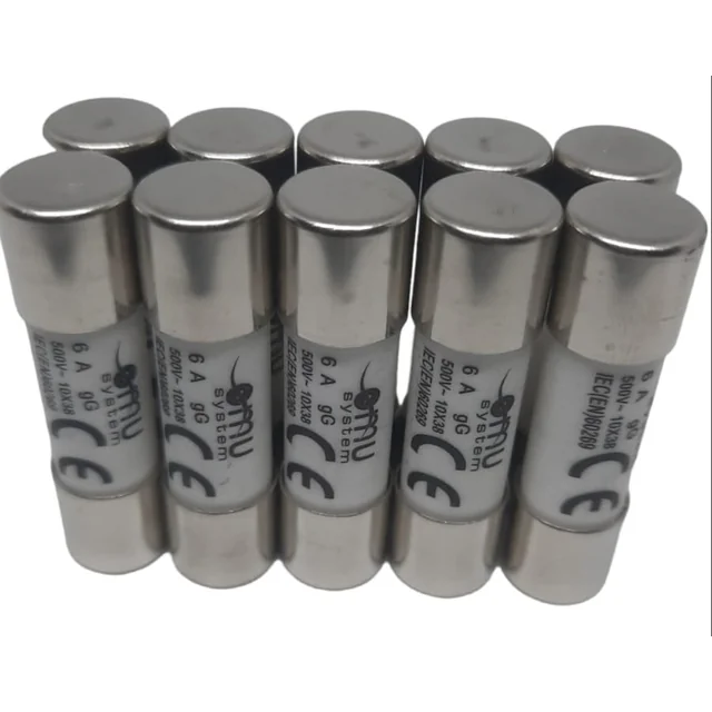 Set 10 fuses 10x38 6A cylindrical ceramic fuses 500V AC gG