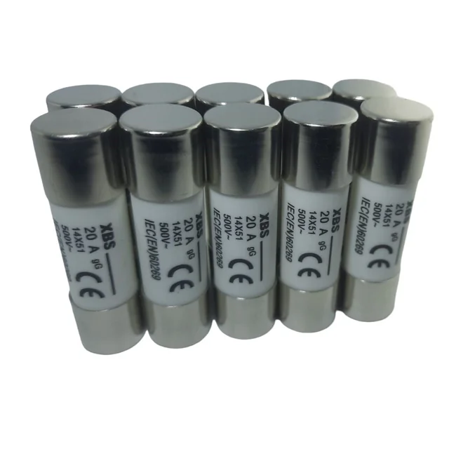 Set 10 fuses 14x51 20A cylindrical ceramic fuses 500V AC gLgG