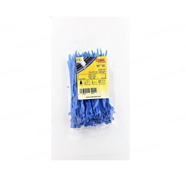 Set 100 cable necklace 140x3.6mm blue plastic Cobra 9134