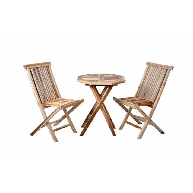 Set 2 x hopfällbara stolar 1 x DIVERO bord av teak