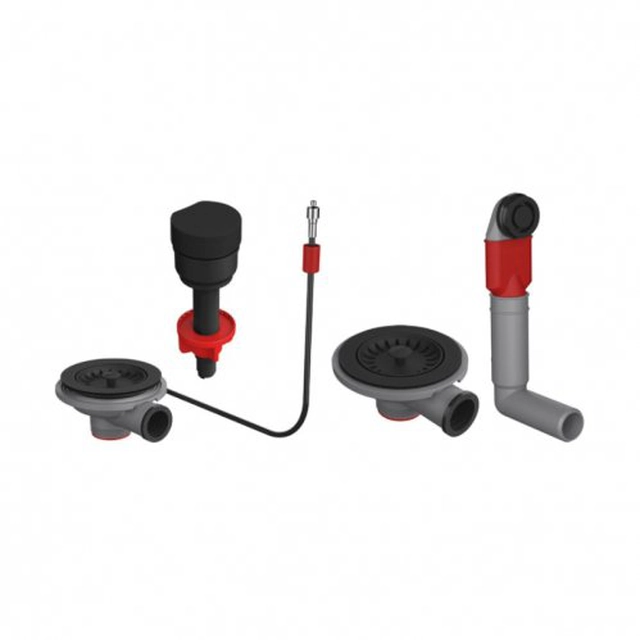 Set accessori valvola Franke Black, eccentrico per doppio lavello, nero opaco