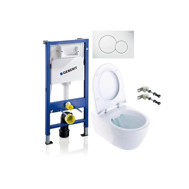 Set cornice WC Geberit, Duofix Sigma, con Ifo iCON Rimfree e coperchio soft-close e tasto bianco