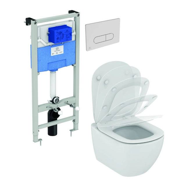 Set cornice WC Ideal Standard ProSys, con WC Tesi Aquablade e coperchio soft-close
