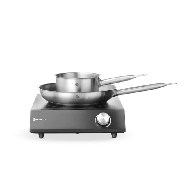 Set Cuisinière à induction 3500W + casserole + poêle HENDI noir 220-240V/3500W 320x395x(H)95mm Variante de base