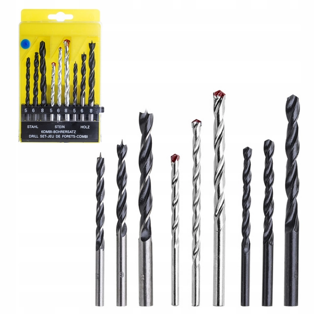 SET DE BĂGURI PENTRU METAL LEMN Cărămidă5-8MM 9SZT