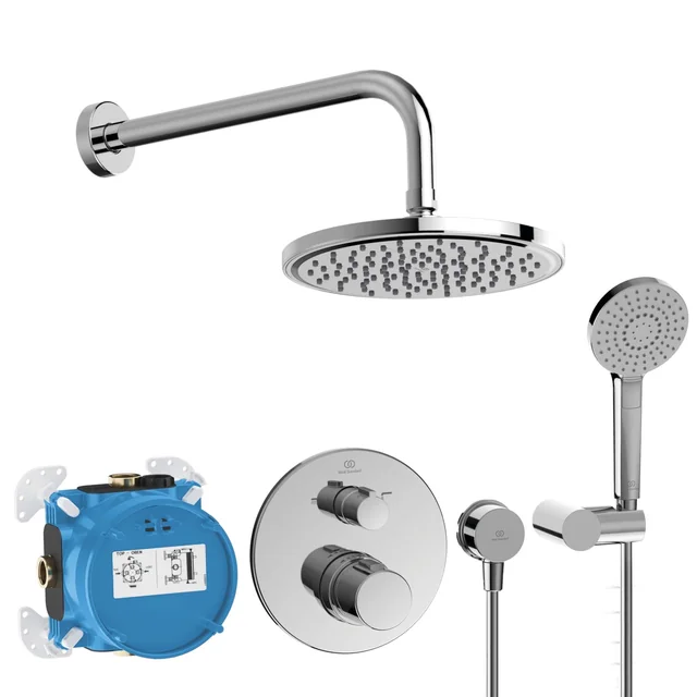 Set de douche à encastrer Ideal Standard Ceratherm T100 avec pomme 200 mm, chromé