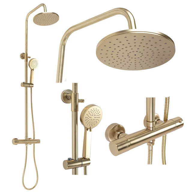 SET DE DOUCHE AVEC THERMOSTAT Rea PAROT Or Brossé