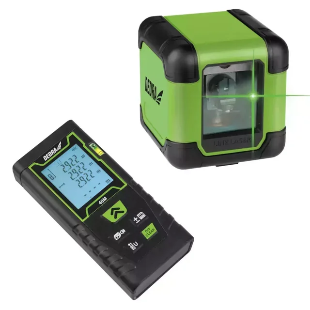 SET DE INSTRUMENTE DE MĂSURARE: LASER VERDE CROSS-CROSS + LASER RANGE FINDER 40M DEDRA MC0920 LASER RANGE FINDER DISPOZITIV DE MĂSURARE MĂSURARE LASER