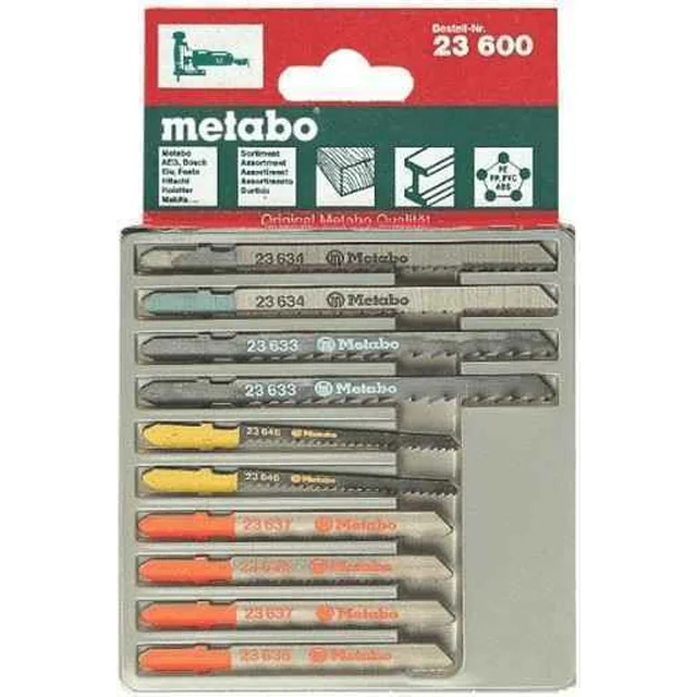 Set de lame de ferăstrău metabo 3, Med.+ întâlnit.+ plastic. (623600000), 10 buc.