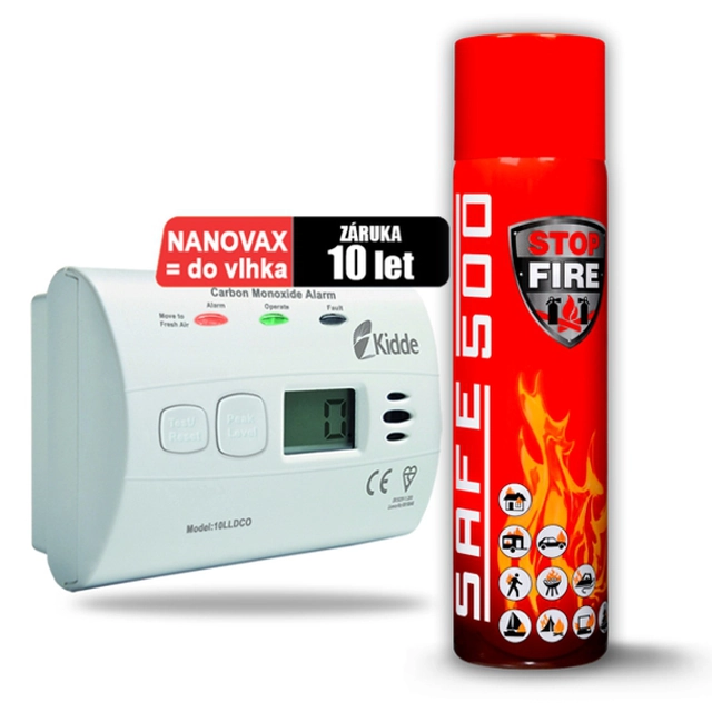 SET Detector CO Kidde 10LLDCO + Fire extinguishing spray SAFE 500