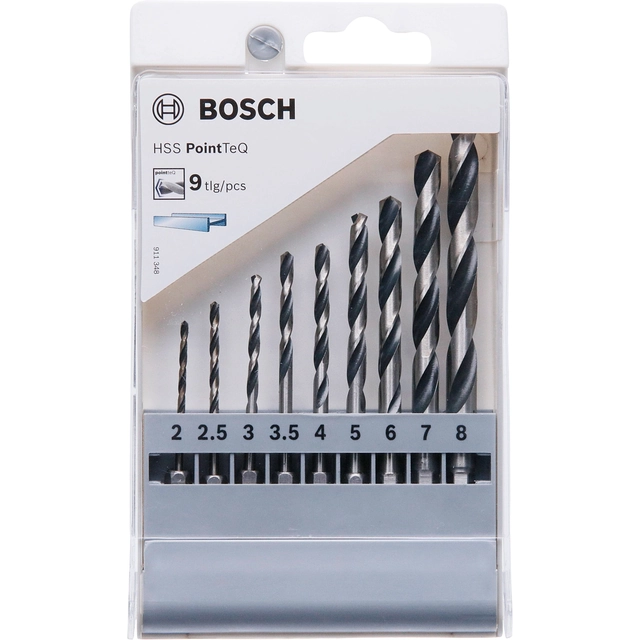Set di punte elicoidali Bosch HSS PointTeQ,9 pz