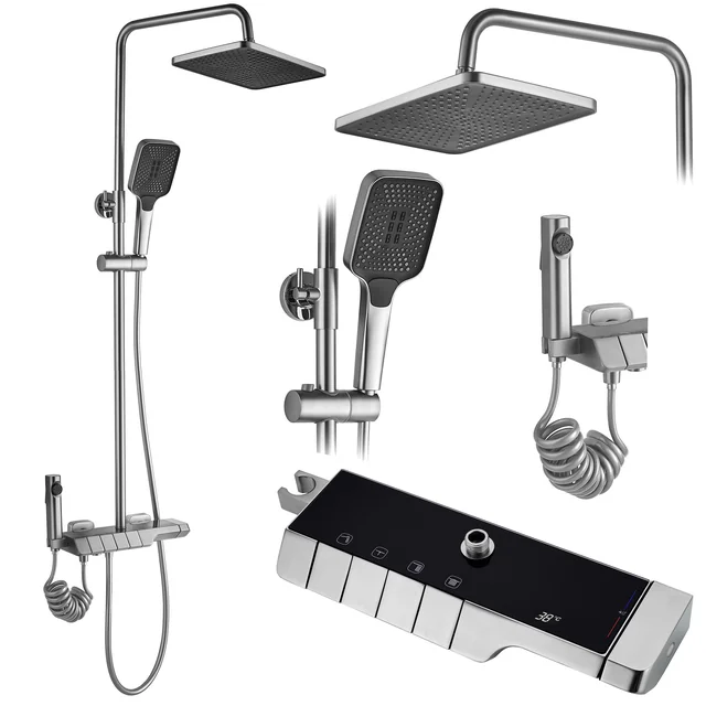 Set DUS cu termostat REA ROB Nichel periat INOX