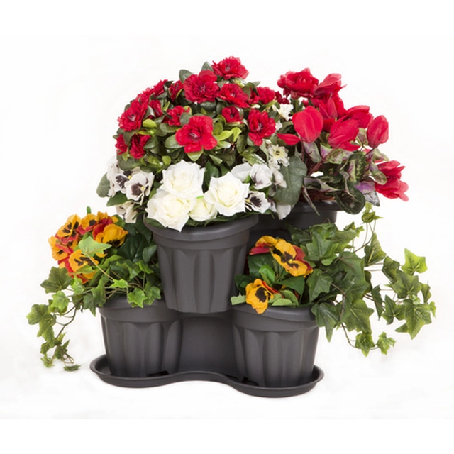 Set of 2 cascade pots with a flower stand