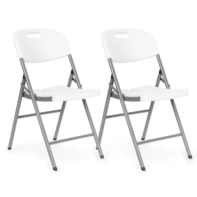 Set of 2 folding chairs set HDPE material white color