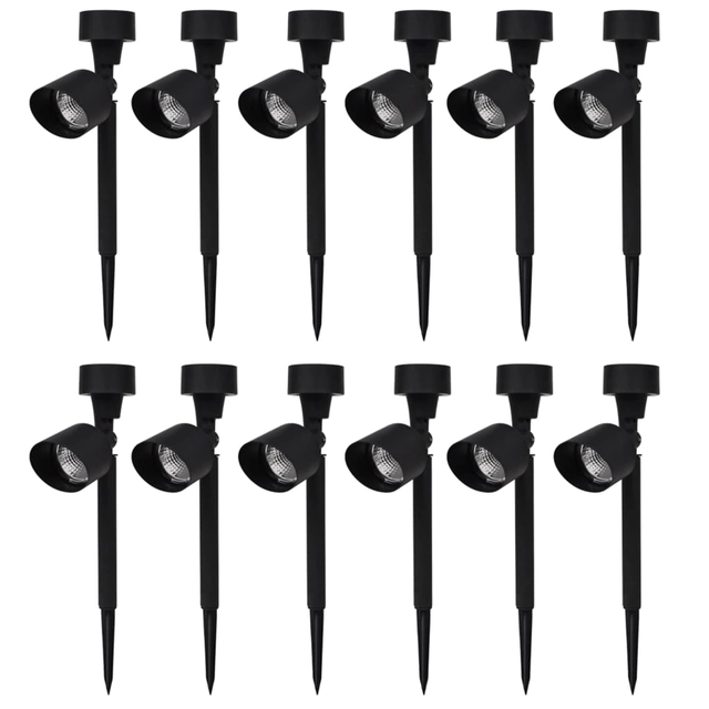 Set of LED outdoor lights with solar cells 12 pcs., Black