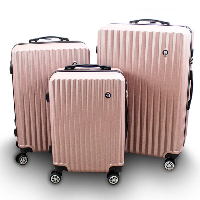 Set of suitcases Suitcases on wheels Gold-pink SET 3 pcs durable