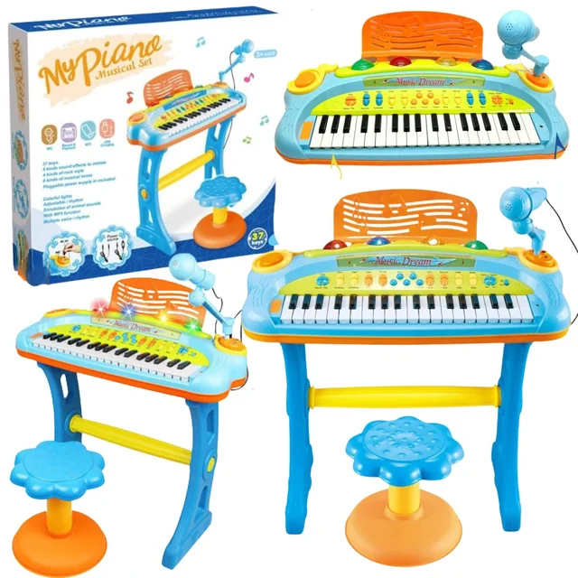 SET PIANOFORTE ORGANO ELETTRONICO POLTRONA MICROFONO EFFETTI LUCE