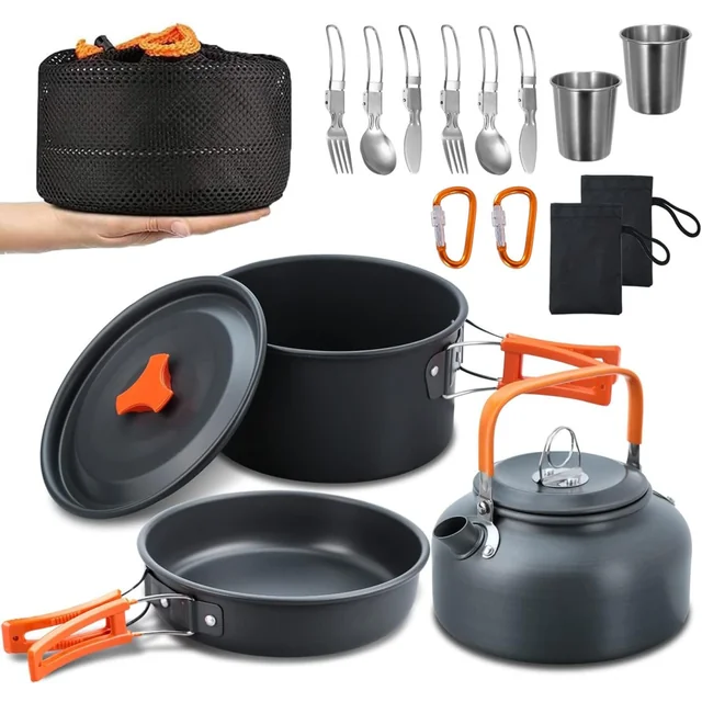 Set turistico NOMAD, set composto da bollitore, pentola e padella