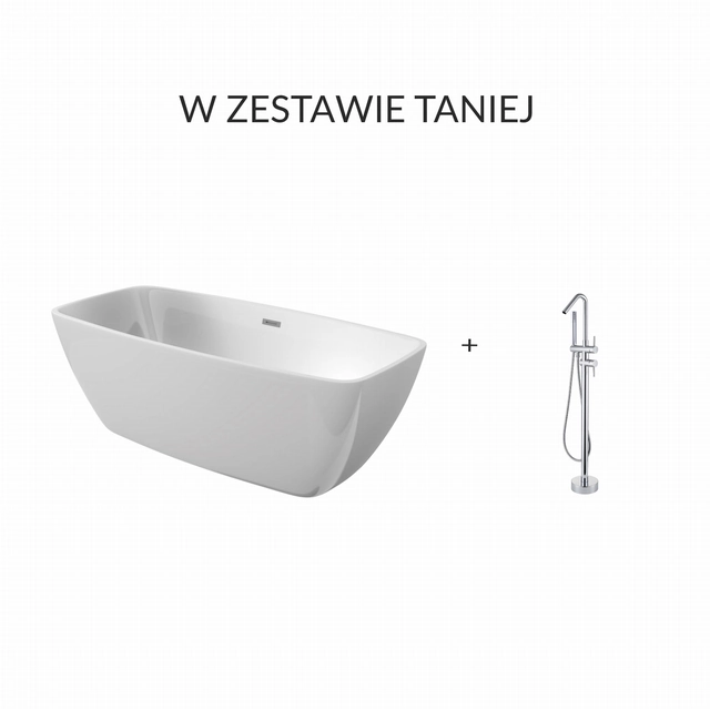 Set vasca da bagno freestanding in acrilico Deante Anemon 150x72 cm + rubinetto Sea-Horse Stylus