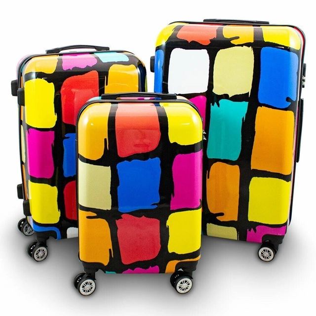 Set XL+L+M potovalnih kovčkov za letalo, močan polikarbonat 3szt