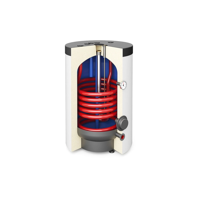 SGW(S) heat exchanger 120L Rondo Premium class A, with a spiral coil, enamelled, in polyurethane foam and a metal casing