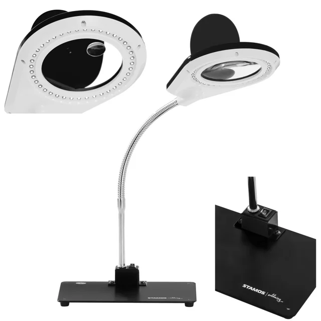 Shadowless LED desk lamp with 5x/10x magnifying glass and PCB holder