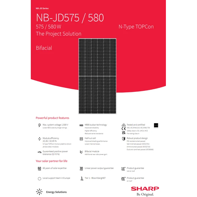 SHARP - NB-JD580 aurinkopaneeli