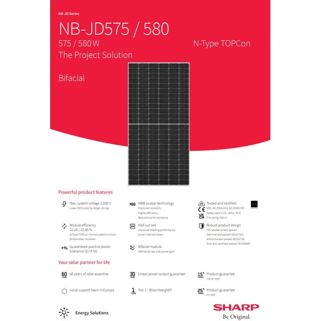 SHARP - NB-JD580 päikesepaneel
