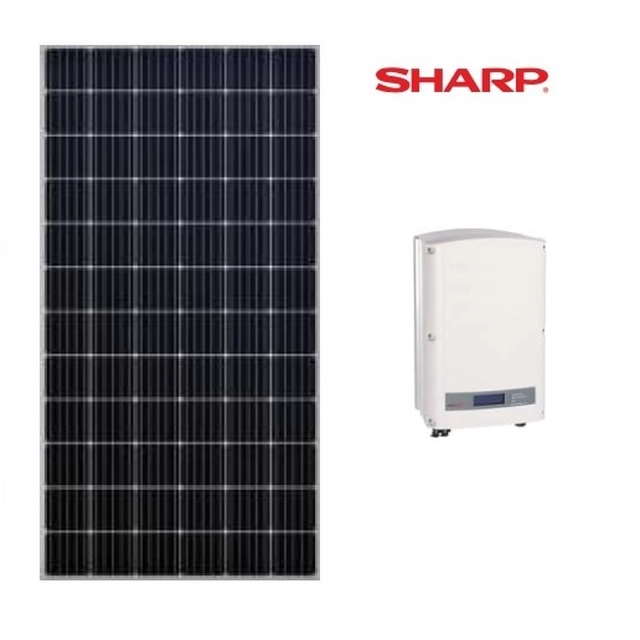 Sharp NU-AH set of 12 monocrystalline panels with the power 4,44kW + inverter + el. installation NUAH444 code