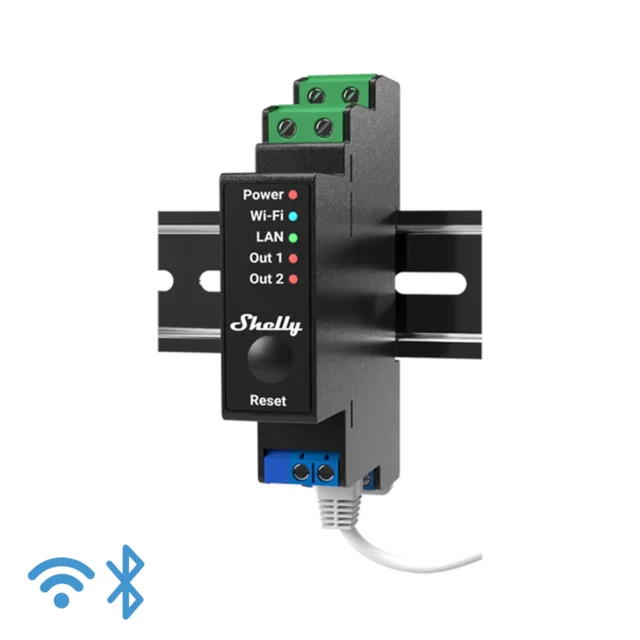 Shelly Pro 2PM - Interruttore e misuratore di potenza montabile su guida DIN con controllo WiFi