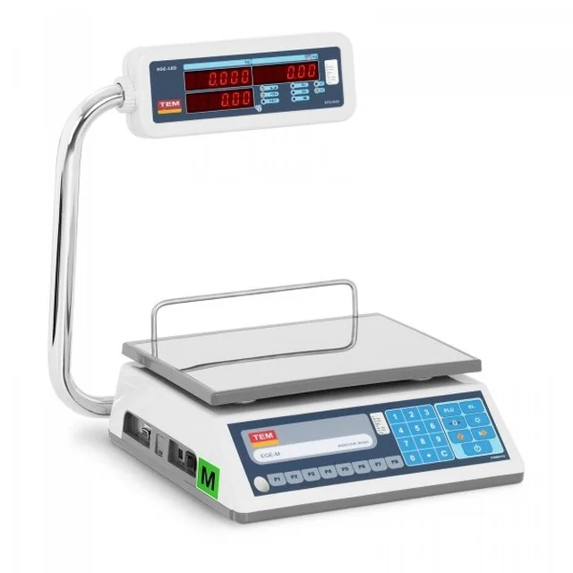 Shop scale - 15 kg / 5 g - LED - PLU - TEM verification 10200051 TEL015BC1-B1