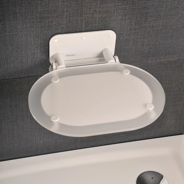 Shower seat Ravak, Chrome, transparent / white