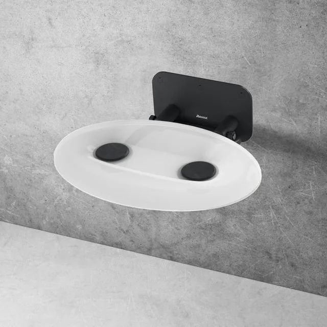 Shower seat Ravak, Ovo P II, opal/black