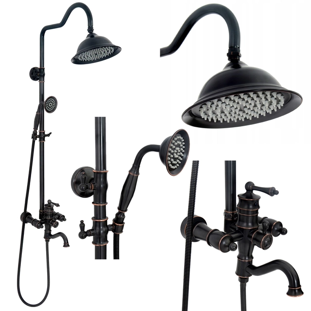 Shower set with spout Rea Vintage Black