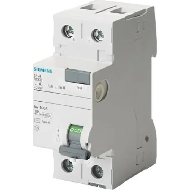 Siemens Автоматичний вимикач диференційного струму RCCB 2P 40A 0,03A Тип AC полюс N лівий 5SV4314-0KL