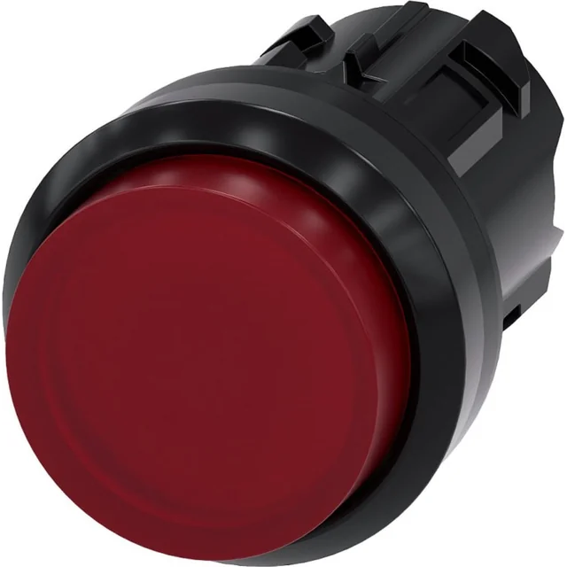 Siemens High mygtukas, apšviestas 22mm, apvalus, raudonas plastikas, su spyruokle 3SU1001-0BB20-0AA0