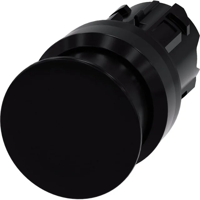 Siemens Mushroom button 22mm round, black plastic 30mm with spring return 3SU1000-1AD10-0AA0