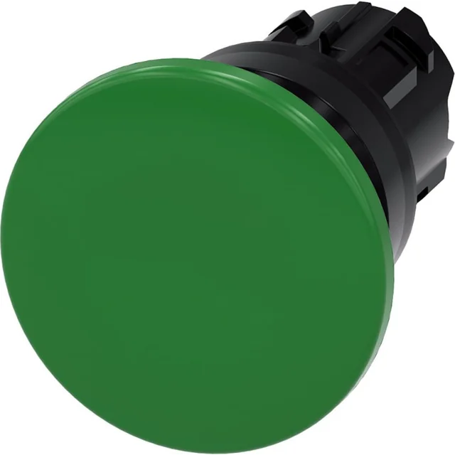 Siemens Mushroom button 22mm round plastic green 40mm with spring return 3SU1000-1BD40-0AA0