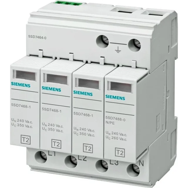 Siemens Ogranicznik przepięć C TYP 2 4P 20kA 350V układ 3+1 TN-S ze stykami sygnalizacyjnymi 5SD7464-1