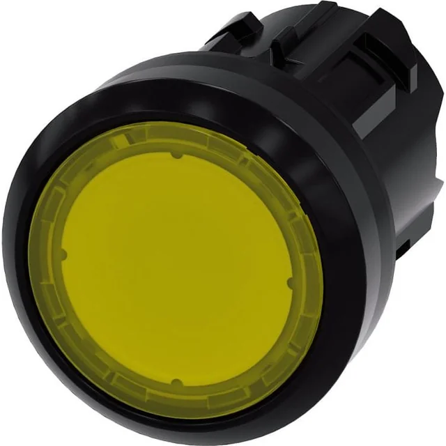 Siemens Осветен бутон 22mm кръгъл пластмасов жълт плосък с пружинно връщане 3SU1001-0AB30-0AA0