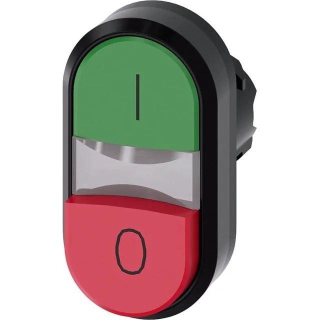 Siemens Verlichte dubbele knop 22mm rond plastic groen en rood o Platte/hoogte knoppen 3SU1001-3BB42-0AK0