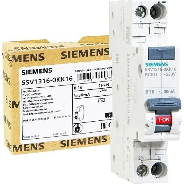 Siemens Wyłącznik różnicowo-nadprądowy 2P 16A B 0,03A tips AC 5SV1316-0KK16
